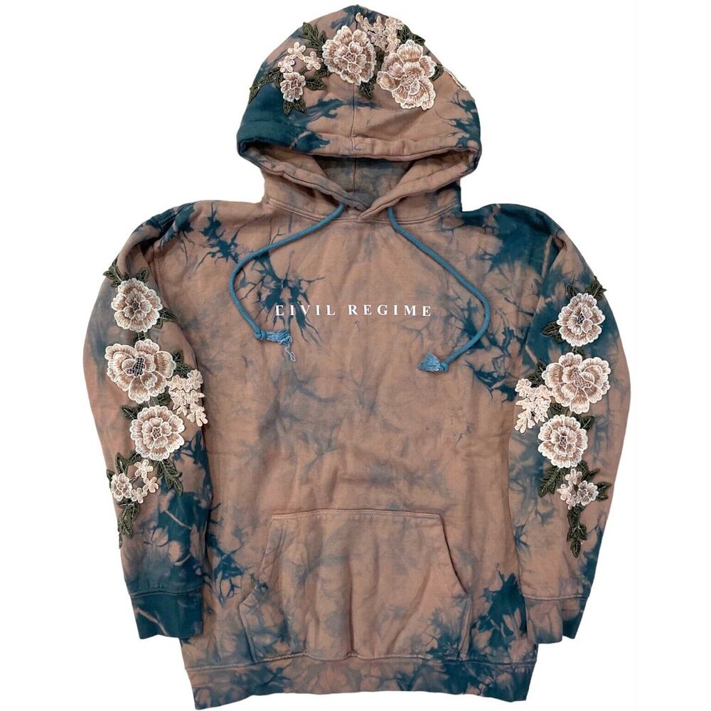 Civil Regime White Rose Tie Dye Hoodie in Brunnera Sand